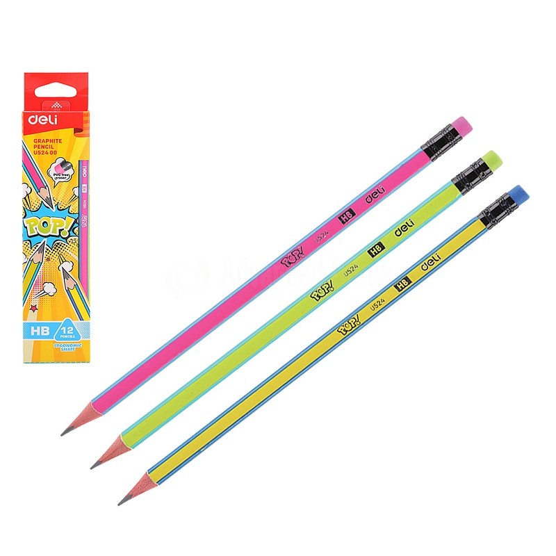 Crayon noir DELI Pop! U524 HB avec gomme - Crayons Scolaires - Ecriture et  Correction Écolier - Articles scolaires - Tous ALL WHAT OFFICE NEEDS