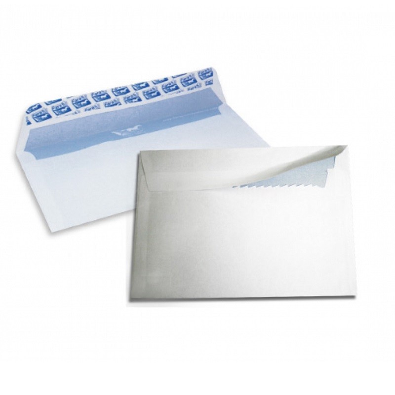 Enveloppe blanche E4 280 x 400 mm 120g dos kraft sans fenêtre fermeture  auto-adhésive - Boîte de 100