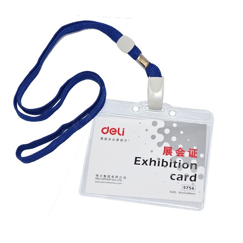Porte badge transparent DELI avec cordon (95 x 68mm) - Portes