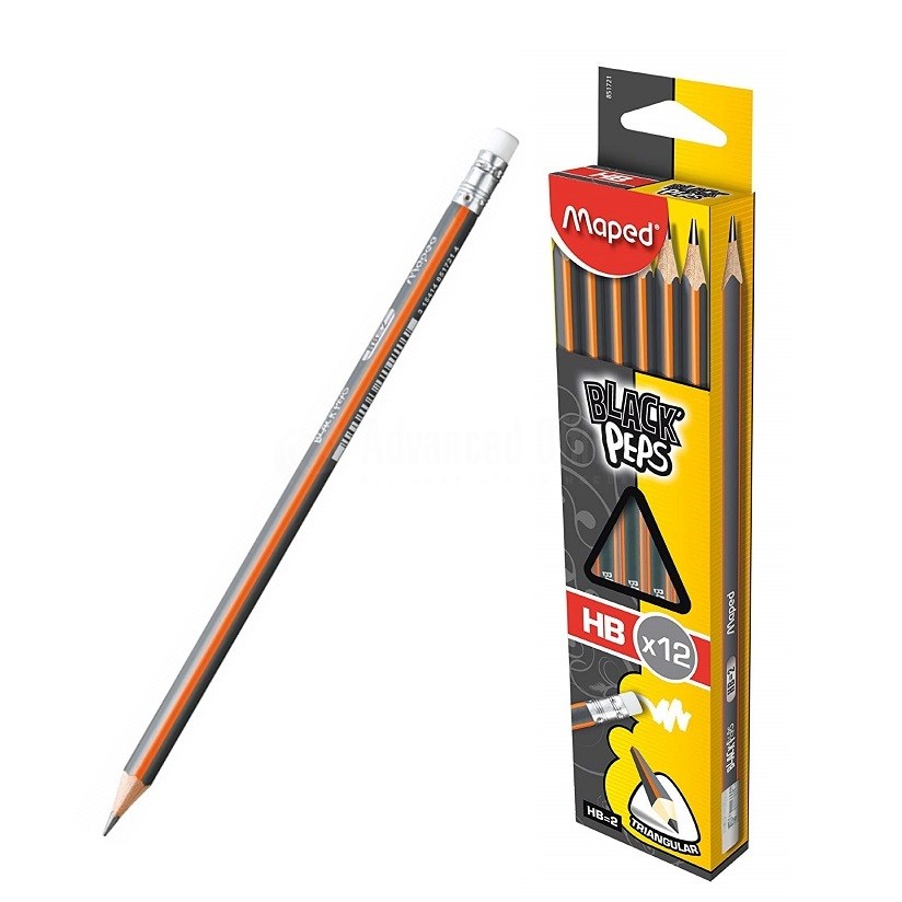 Crayon noir HB-2 MAPED Black Peps avec Gomme - Crayons Scolaires - Ecriture  et Correction Écolier - Articles scolaires - Tous ALL WHAT OFFICE NEEDS