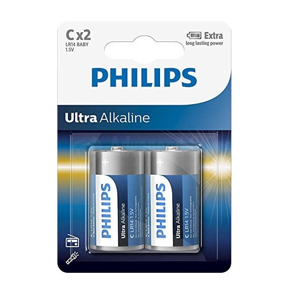 Jeu de 2 piles PHILIPS LR14/ C Ultra Alkaline B2 ALL WHAT OFFICE NEEDS