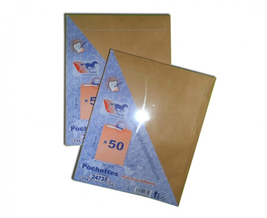 Pochette de 50 enveloppes F24 Kraft auto adhésives 260 x 330 mm