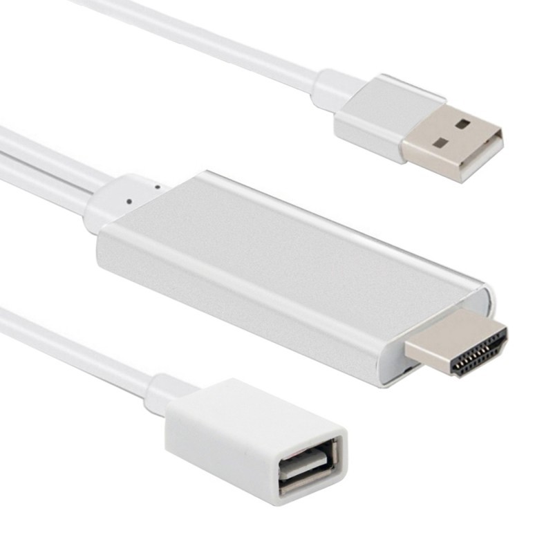 Câble adaptateur HDMI vers USB 2.0 Mal/USB 3.0 Femelle 2m pour HDTV Vidéo  et Data/Chargeur Silver ALL WHAT OFFICE NEEDS