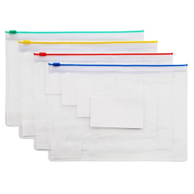 Pochette plastique Zip DELI A4 transparente - Papier et enveloppes