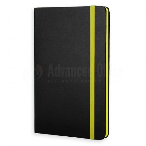 NoteBook A5 couverture Noire avec fermeture élastique Jaune