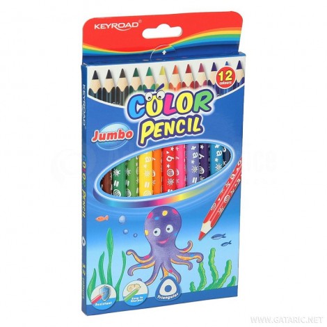 Boite de 12 crayons de couleur KEYROAD Jumbo Triangulaire PM