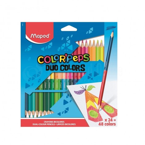 Boite de 24 Crayons couleurs MAPED Color'peps Duo (24 crayons 48 couleurs)