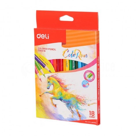 Boite de 18 crayons de couleur DELI ColoRun C003 10 Triangulaire GM