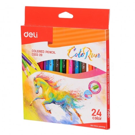 Boite de 24 crayons de couleur DELI ColoRun C003 20 Triangulaire GM