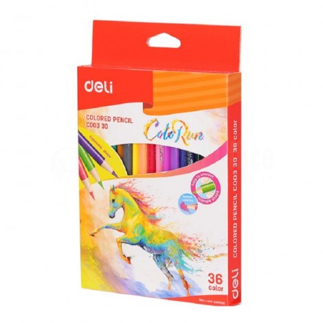 Boite de 36 crayons de couleur DELI ColoRun C003 30 Triangulaire GM