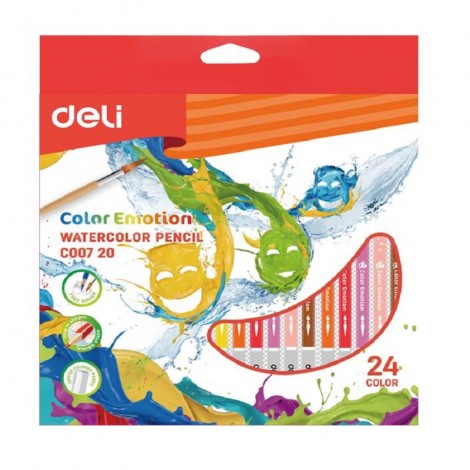 Boite de 24 crayons de couleur Aquarelle Pré-aiguisé DELI Color Emotion C007 20 Tête trempée