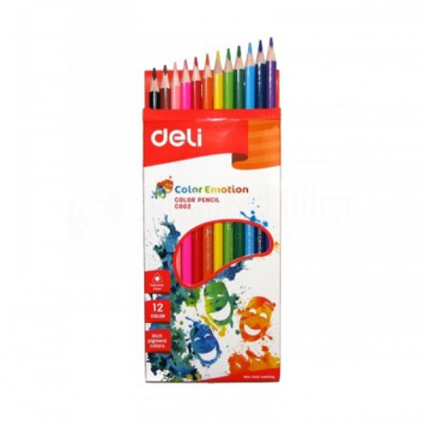 Boite de 18 crayons de couleurs DELI ColoRun C001 Wood free Triangulaire GM