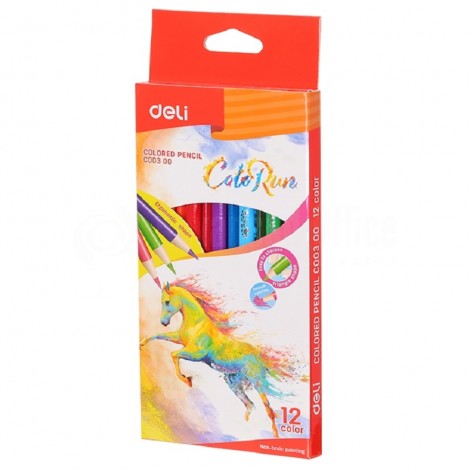 Boite de 12 crayons de couleur DELI ColoRun C003 00 Triangulaire GM