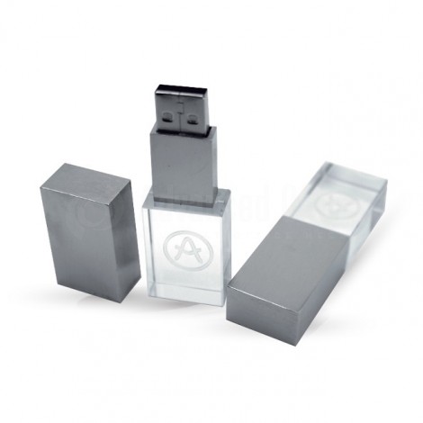 Port clé USB en Crystal 16Go en Boite Noir avec posibilité de gravure 3D