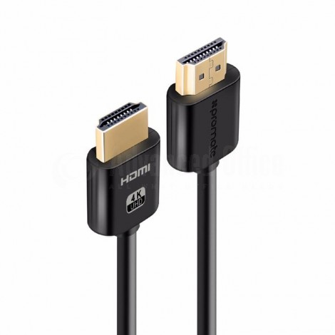 Câble HDMI PROMATE ProLink4K2-500 Universel UltraHD 4K, Connecteur Plaqué or, 5m Noir
