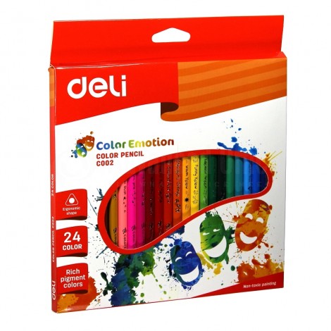 Boite de 24 crayons de couleurs DELI ColoRun C001 Wood free Triangulaire GM