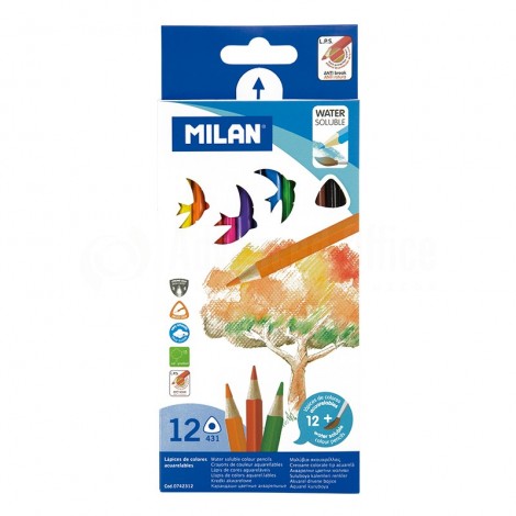 Crayons de couleur MILAN 12 Pcs Aquarelle + Pinceau