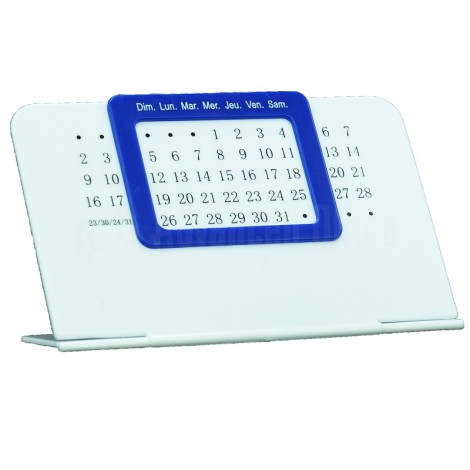 Calendrier de bureau Perpétuel unique Blanc en plastique à cadran Bleu