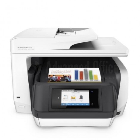 Imprimante Multifonction HP OfficeJet Pro 8720, Couleur, A4, 37ppm/20ppm, USB, Réseau, 2 Ports RJ-11, Wifi, Recto-Verso, Fax, Chargeur de document