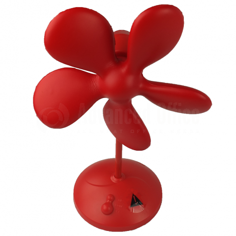 Ventilateur ADDEX HOME Soft fan en PU, Silencieuse à 2 vitesses, 36cm, Adaptateur 4.5V AC inclus, Rouge