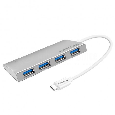 Hub PROMATE MiniHub-C4 Ultra-Sleek USB-C 3.1, 4 ports USB 3.1, Câble USB Type-C