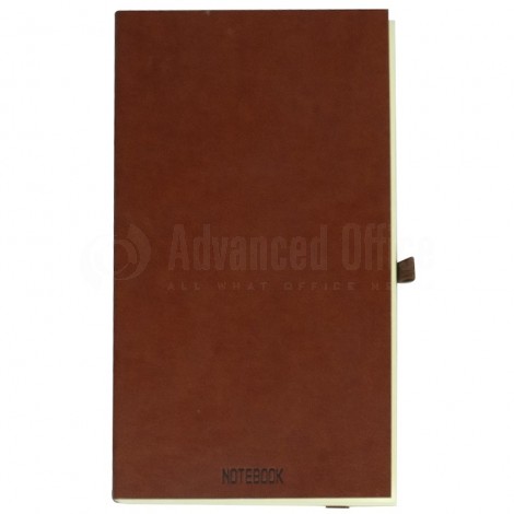 Agenda notebook A6 à fermeture élastique, Marron avec une poche a l’intérieur et Boucle pour stylo