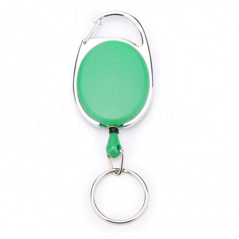 Enrouleur ZIP plastique pour badge (yoyo) GOLDEN FEATHER avec support porte clé métallique Vert