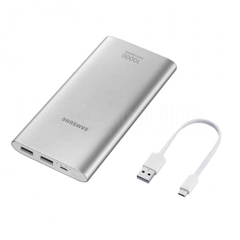 Power Bank SAMSUNG 10 000mAh Charge rapide 15W, Double USB 2A - 5V/ 1.67A - 9V, Micro USB, Argent