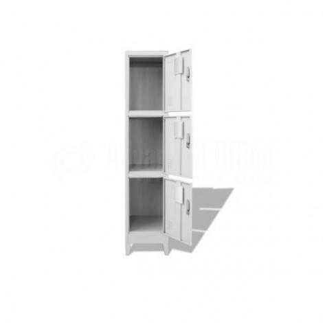 Armoire Vestiaire métallique 3 compartiments , 0.38 x 0.45 x 1.85 m Gris