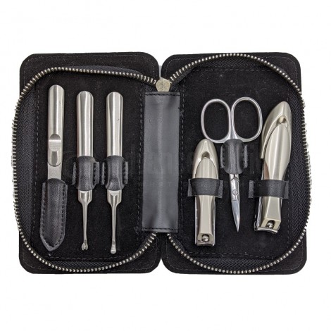 Kit outils de Manucure 6 pièces en Pochette Noir à fermeture éclair dans boite Noir