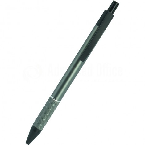 stylo rétractable à sérigraphier Gris à relief Clips Noir