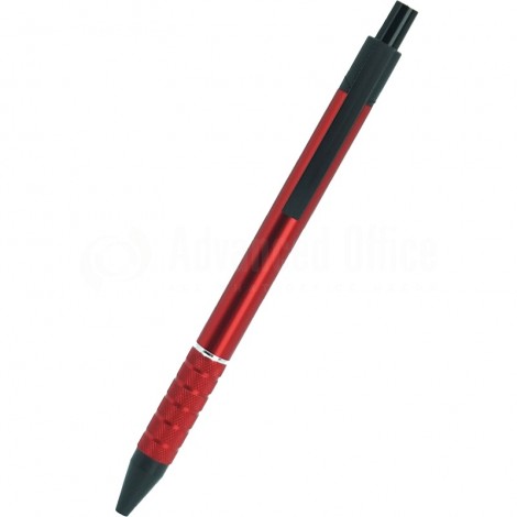 stylo rétractable à sérigraphier Rouge à relief Clips Noir