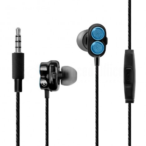 Ecouteurs Intra-Auriculaires Kit main libre PROMATE Onyx Bass Boost Dual Driver, Jack 3.5mm, Bleu