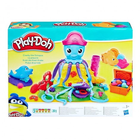 Jeu éducatifs pack 5 pots de pâte à Modeler PLAY-DOH XS0800 Cranky the Octopus - Ocean Friends 5 couleurs 280g avec Moules