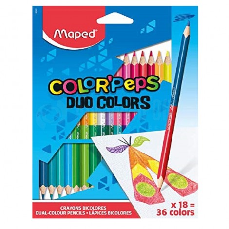 Boite de 18 Crayons couleurs MAPED Color'peps Duo (18 crayons 36 couleurs)