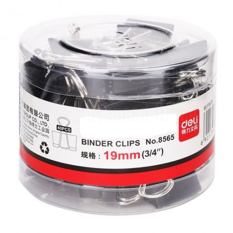 Binder clips 19 mm DELI boite de 40 Noir