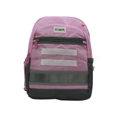 Sac à dos Scolaire CRISTAL CR-3503, 2 Compartiments 2 Poches avant + 2 Pochettes latérales pour Fille, Bicolore