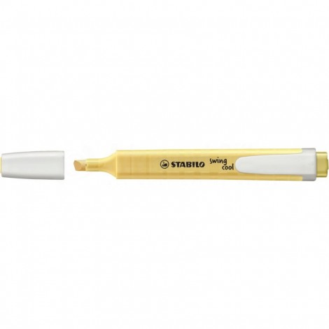 Marqueur fluorescent STABILO swing cool Pastel, biseautée 1.0-4.0mm, crème de jaune (Jaune laiteux) avec clip