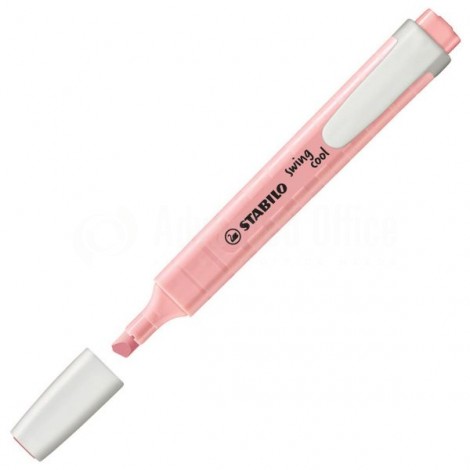 Marqueur fluorescent STABILO swing cool Pastel, biseautée 1.0-4.0mm, Soupçon de rose (Blush rose) avec clip