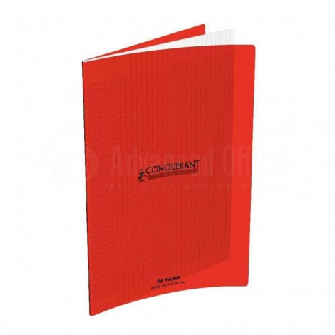 Cahier Piqué CONQUERANT Séyès, 17x22cm, 90g, 60 pages, couverture en PP Rouge