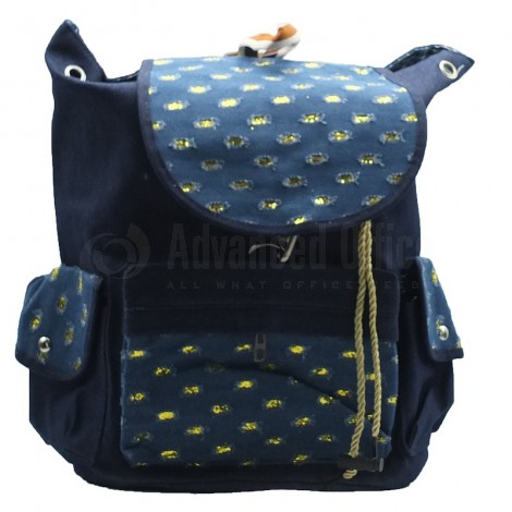 Sac à dos Scolaire en jean Motif Doré