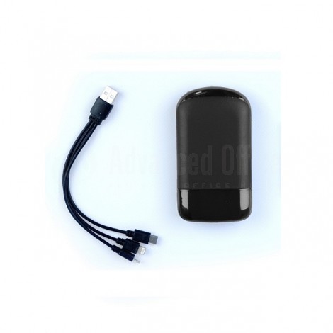 Coffret Power Bank RIDEX 6000mAh Noir avec Câble de charge 1 en 3 (Lightning/Type-C/Micro USB)
