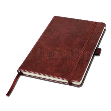 Notebook A5 couverture rigide en simili cuir 192 pages Rouge