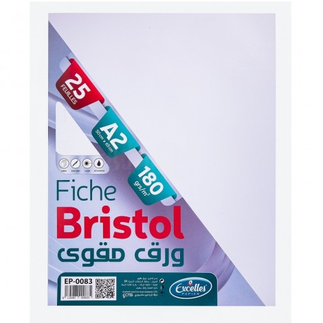 Fiche Bristol EXCELLES A2 50 x 65 180g, Uni Blanc