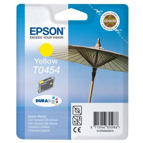 Cartouche EPSON T0454 Yellow pour CX 3600/ CX 3650/ CX 6400/ CX 6600, Stylus C64/ C64 Photo/ C66 Photo/ C84/ C84 Photo/ C84N/ C84WN