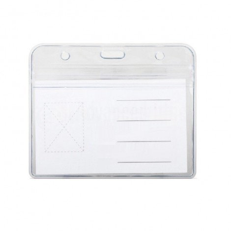 Porte badge transparent horizontal avec fermeture (56 x 91mm)