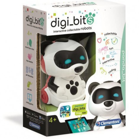 Jeu éducatif CLEMENTONI Coding Lab Digi_Bits, Robot Panda panda_bit interactif, Alimentation 2 x piles AAA (non incluses) 4+ ans, en plastique, Blanc