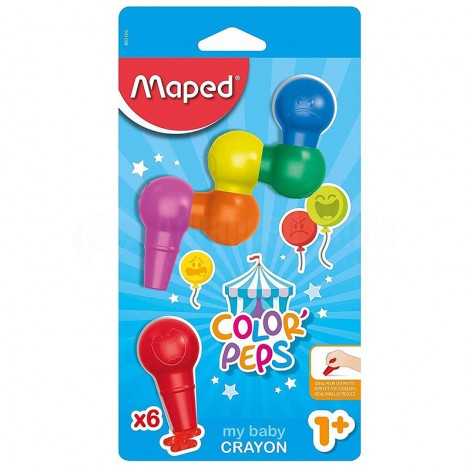 Crayons à cire MAPED Color'peps My baby crayon 29mm (+1 ans) en Blister 6 couleurs