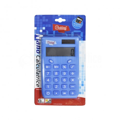 Calculatrice de poche scolaire GOLDEN 88001 Nano calculatrice 8 Chiffres, Bleu