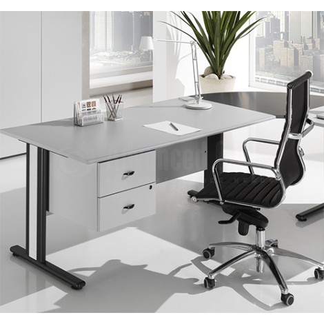 Bureau ECOMOD/SOLE ECO 0.80 x 0.80m piètement métallique Made in Italy Gris